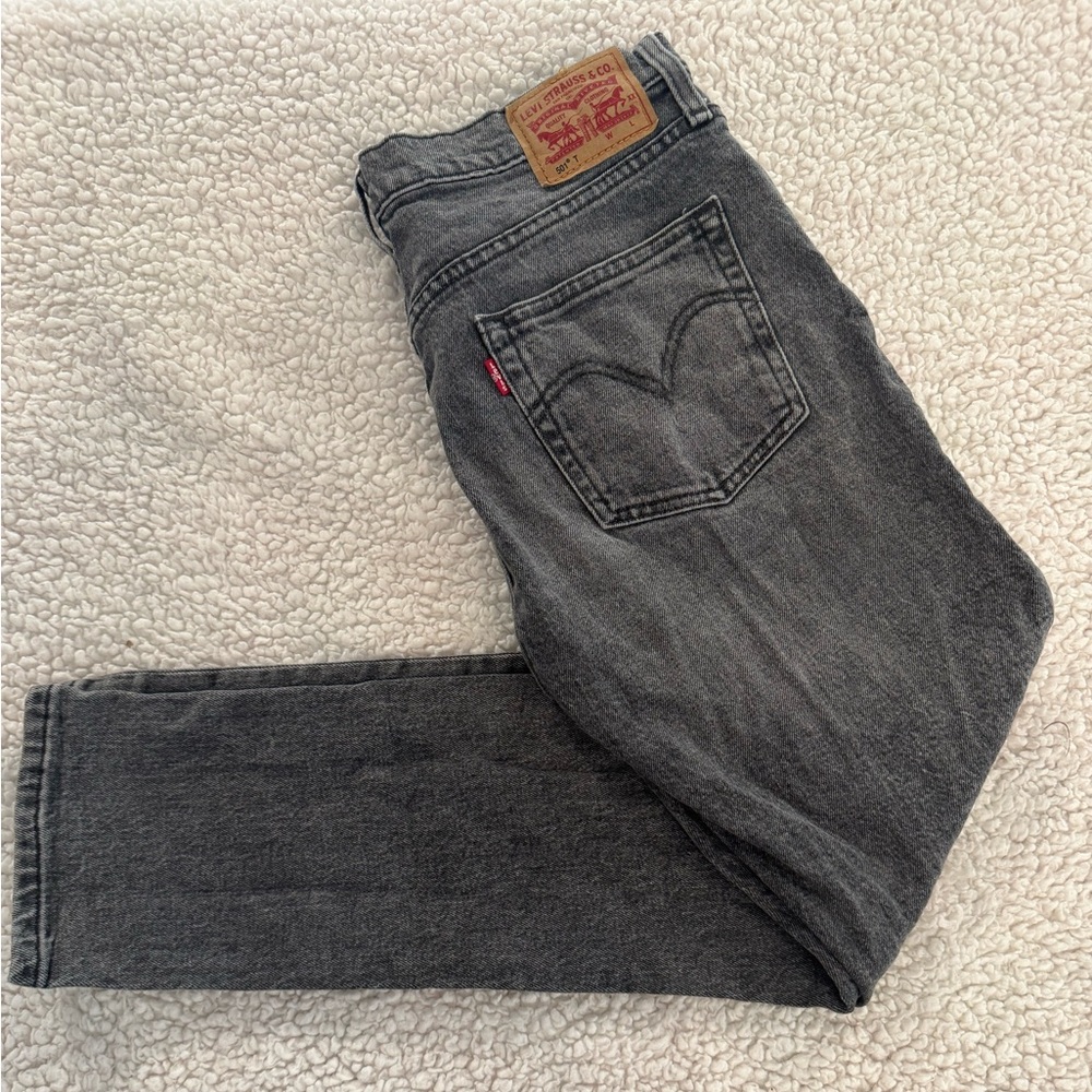 Levi's 501 Men’s Dark Gray Straight Leg Button Fly Jeans W27L28
